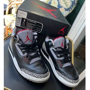 Air Jordan 3 Retro Black/Varsity Red/Cement Gray w/Box,  Size 8